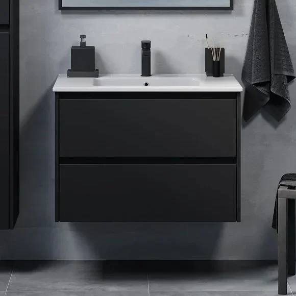 Mueble de baño con lavabo LYKE 80 cm, negro