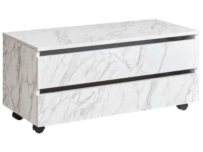 Mueble de baño TERESINA con ruedas 80 cm Mármol blanco