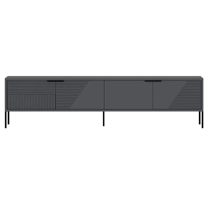 Mueble de TV con patas, 2 puertas abatibles estriadas, L180 cm – DORE