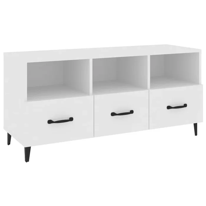 Mueble de TV madera contrachapada blanco 102x35x50 cm