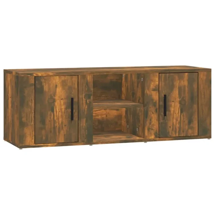Mueble de TV madera contrachapada roble ahumado 100×31,5×35 cm