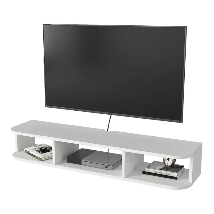 Mueble de TV Oundsvas con 3 compartimentos 120x30x19cm – Blanco [en.casa]