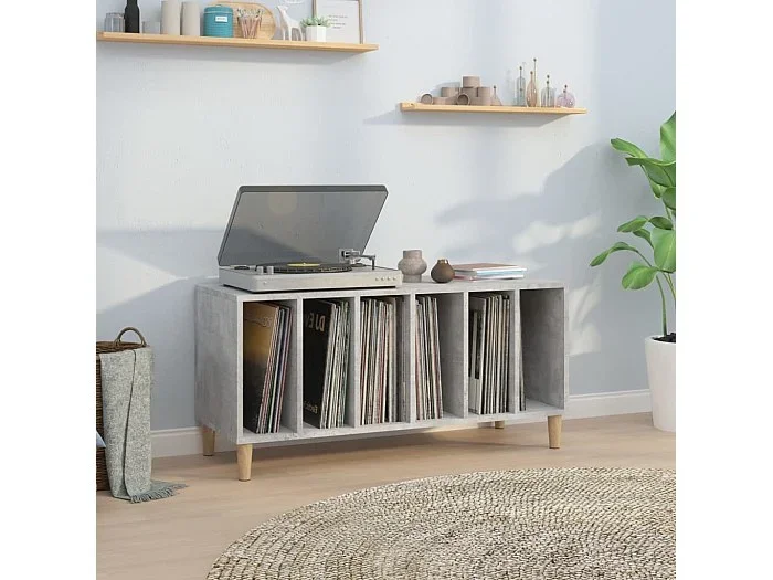Mueble discos madera contrachapada gris hormigón 100x38x48 cm ES775224