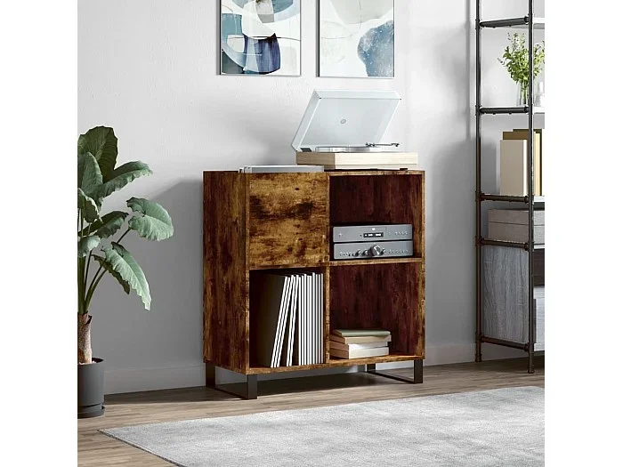 Mueble discos madera contrachapada roble ahumado 84,5x38x89 cm ES745205