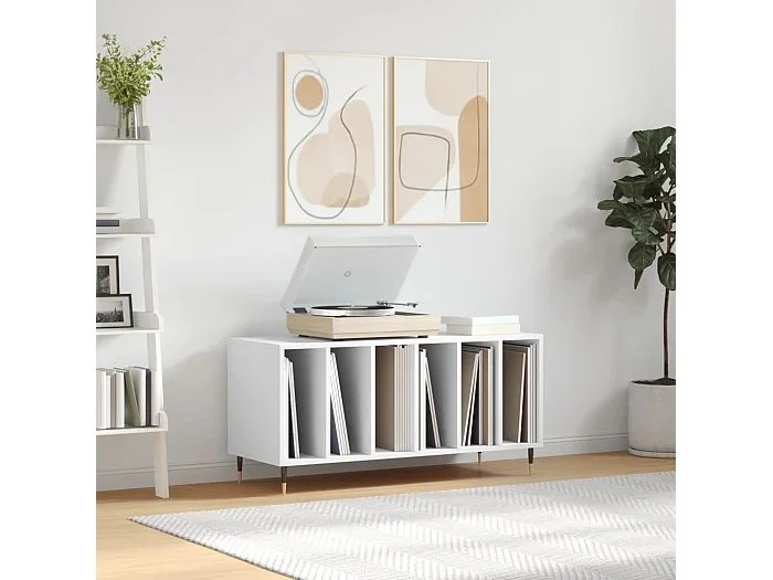 Mueble para discos madera contrachapada blanco 100x38x48 cm ES693455