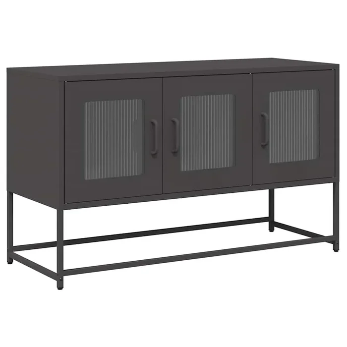 Mueble para TV – Mueble TV – Mesa de TV acero laminado en frío negro 100,5x39x60,5 cm