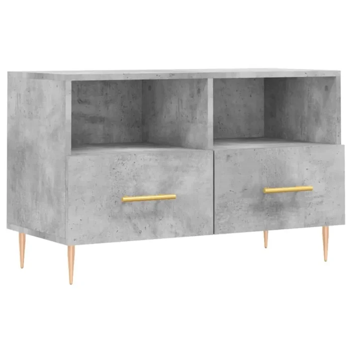 Mueble para TV – Mueble TV – Mesa de TV madera contrachapada gris hormigón 80x36x50 cm