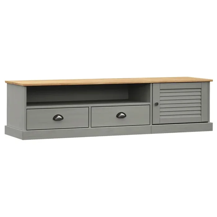 Mueble para TV – Mueble TV – Mesa de TV VIGO madera maciza de pino gris 156x40x40 cm