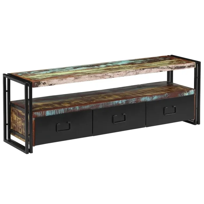 Mueble para TV de madera maciza reciclada 120x30x40 cm estilo industrial 2502156