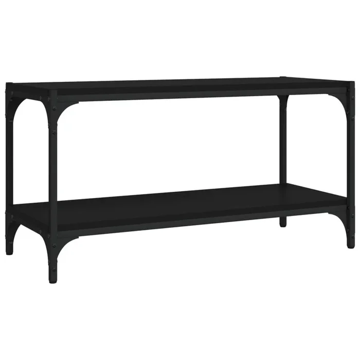 Mueble para TV madera contrachapada y acero negro 80x33x41 cm