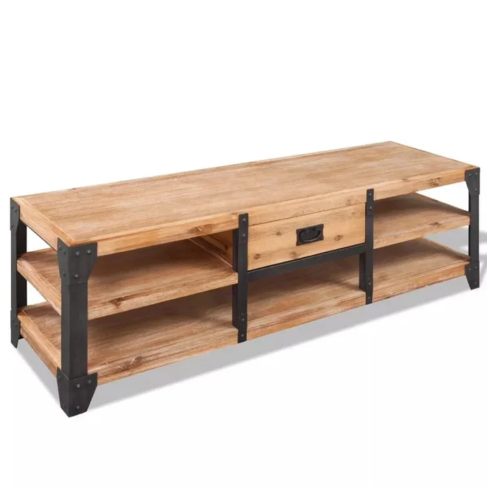 Mueble para TV madera de acacia maciza estilo industrial 140x40x45 cm 2502070