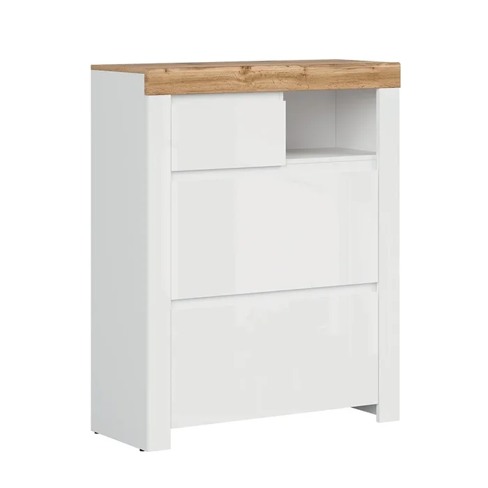 Mueble para zapatos alto Hella Blanco y Madera