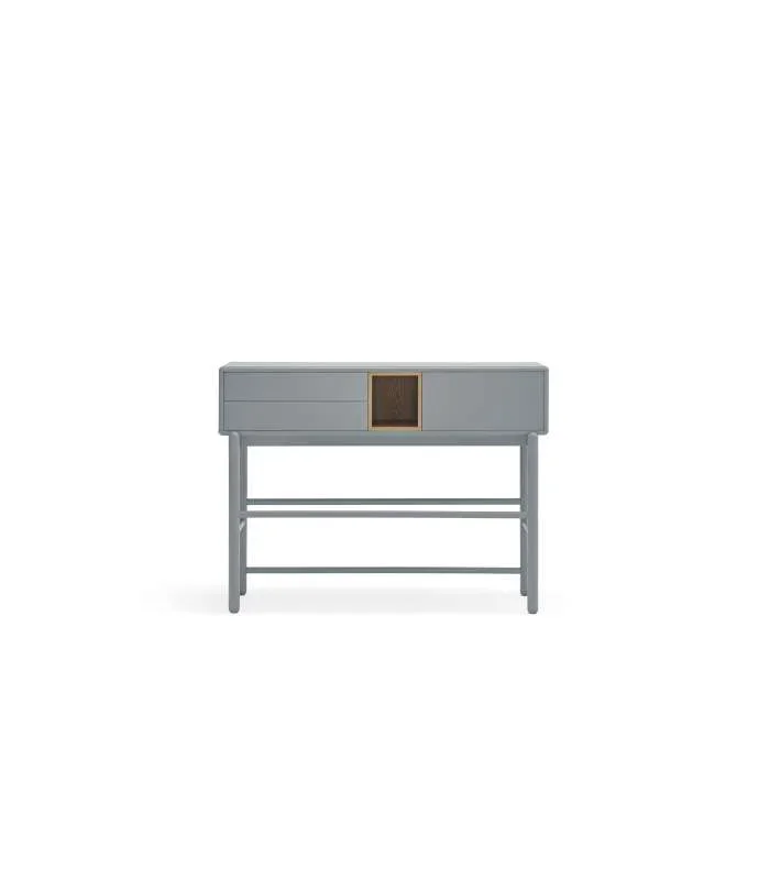 Mueble recibidor modelo Corvo 1 puerta 2 cajones acabado gris pela, 35cm(ancho) 90cm(alto) 120cm (largo)