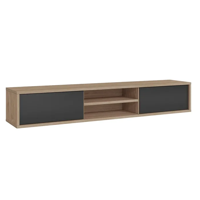Mueble TV 2 puertas 180 cm Idra Madera y Gris