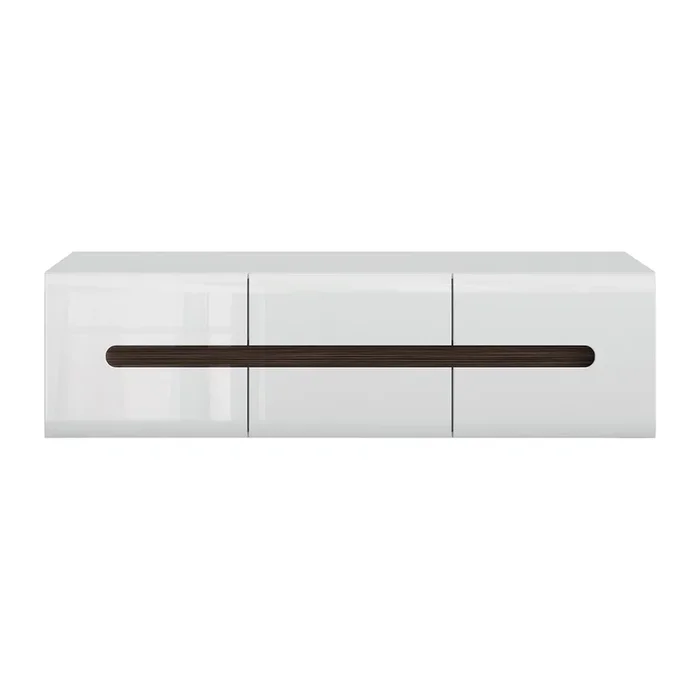 Mueble TV 2 puertas 2 cajones 150 cm Darrel Blanco lacado y Madera