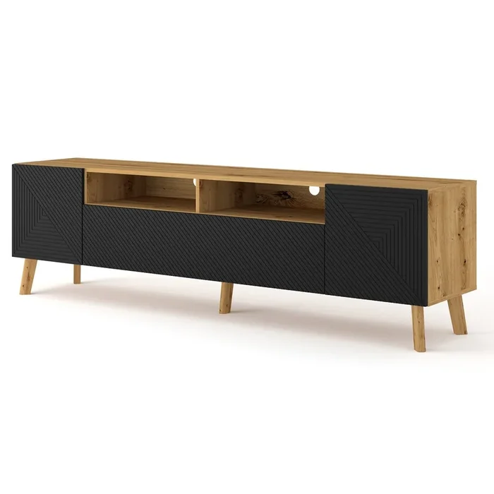 Mueble TV 3 puertas 195 cm Nexa Madera y Negro