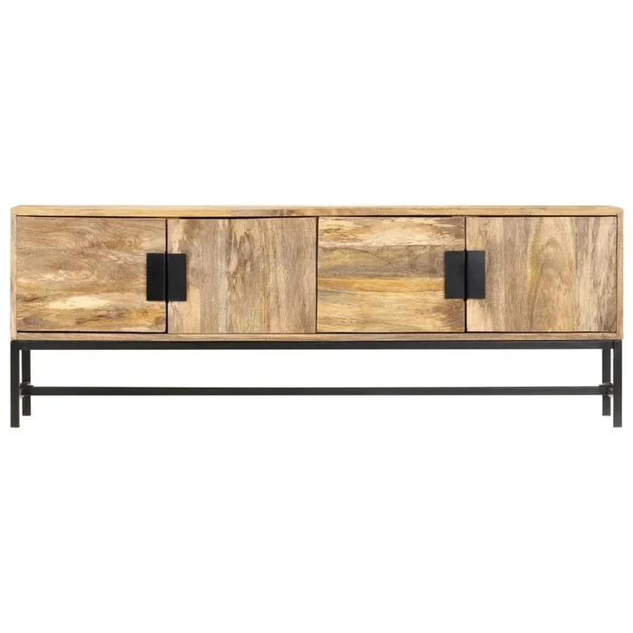 Mueble TV – Mesa de TV de madera maciza de mango 140x30x50 cm