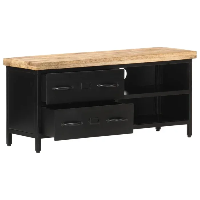 Mueble TV – Mesa de TV de madera maciza de mango rugosa 90x30x41 cm