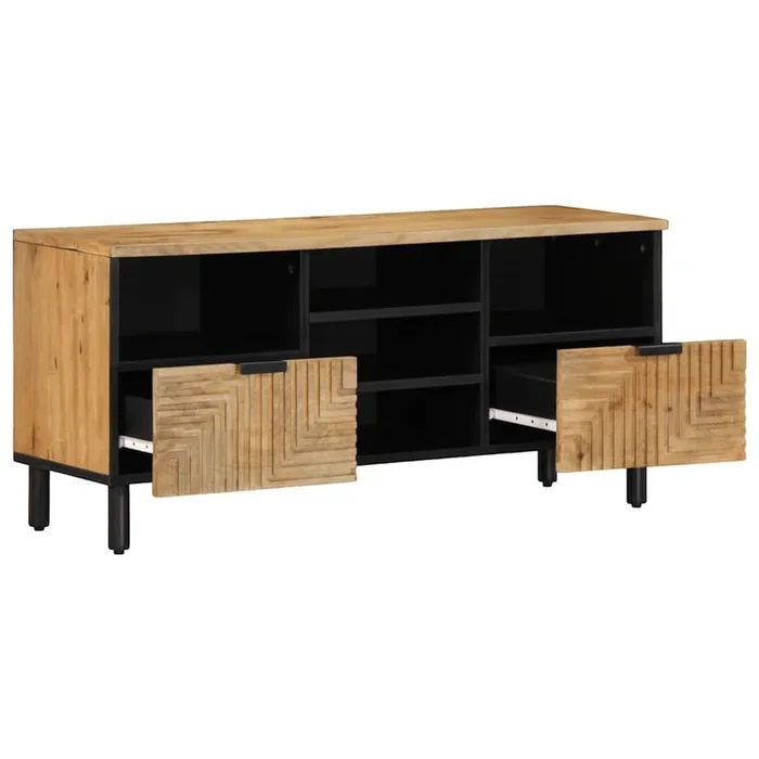 Mueble TV – Mesa de TV madera maciza de mango marrón 100x33x46 cm
