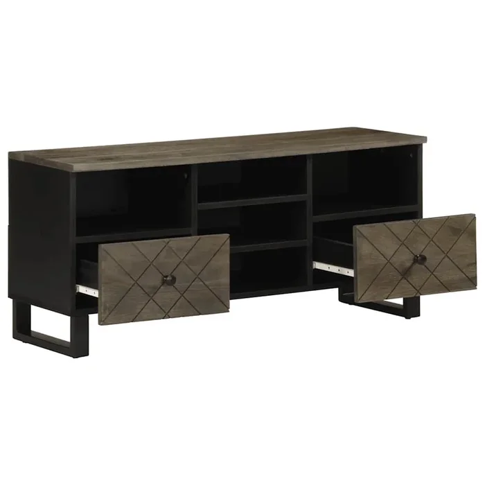 Mueble TV – Mesa de TV madera maciza de mango negro 100x33x46 cm