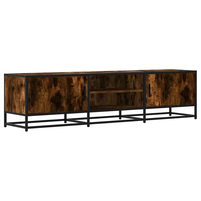 Mueble TV – Mesa de TV metal y madera ingeniería roble humo 160x35x41 cm