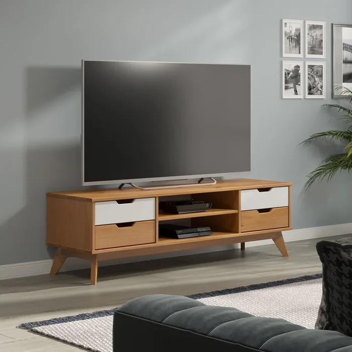Mueble TV Borneo madera de pino natural 140x42x40cm