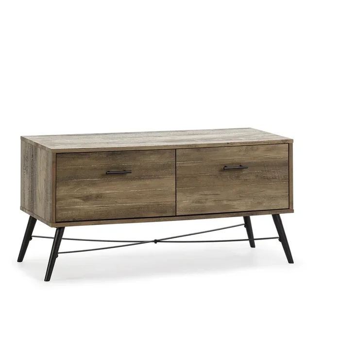Mueble TV Clavel 2 cajones Color Rustic, guías metálicas