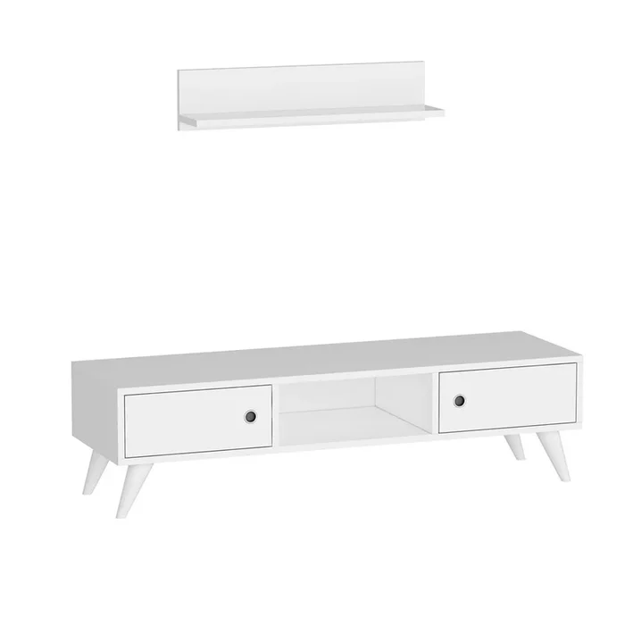 Mueble TV con estante Egebjerg aglomerado 35 x 130 x 40 cm blanco [en.casa]