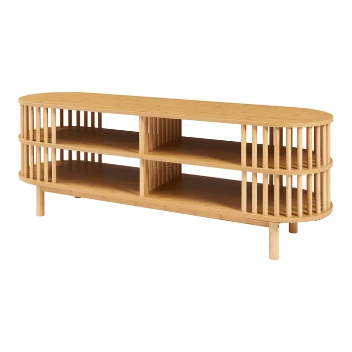 Mueble TV Jarvenpaa 4 compartimentos bambú 140x40x50cm Natural [en.casa]
