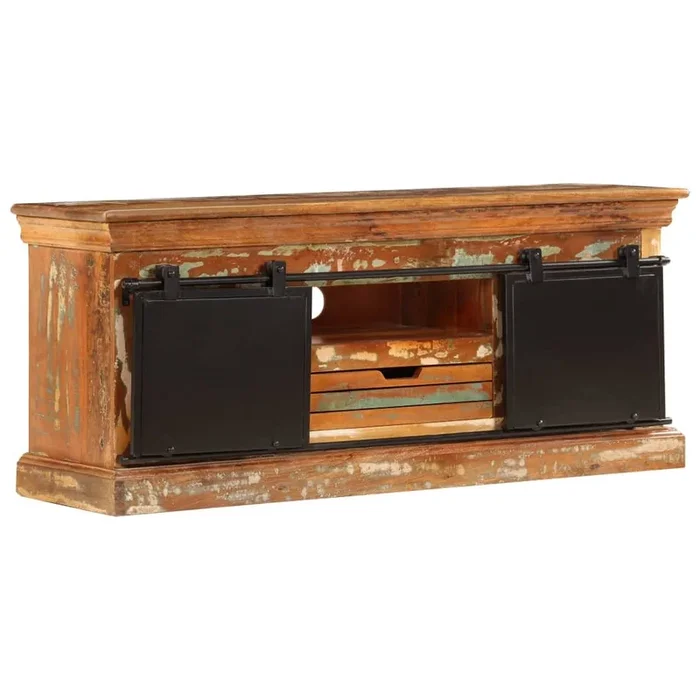 Mueble TV madera maciza reciclada 110x30x45 cm estilo industrial 2502287