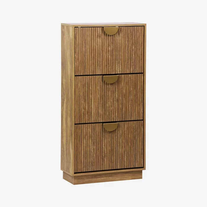 Mueble zapatero con efecto ranurado, 3 cajones