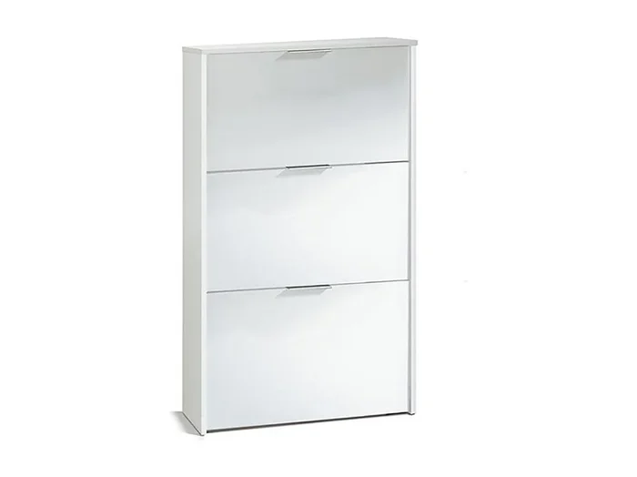 Mueble Zapatero de 3 Puertas con Gran Capacidad con Acabado en Color Blanco Brillo – Dim 60 cm (Ancho) x 113 cm (Alto) x 22 cm (Fondo)