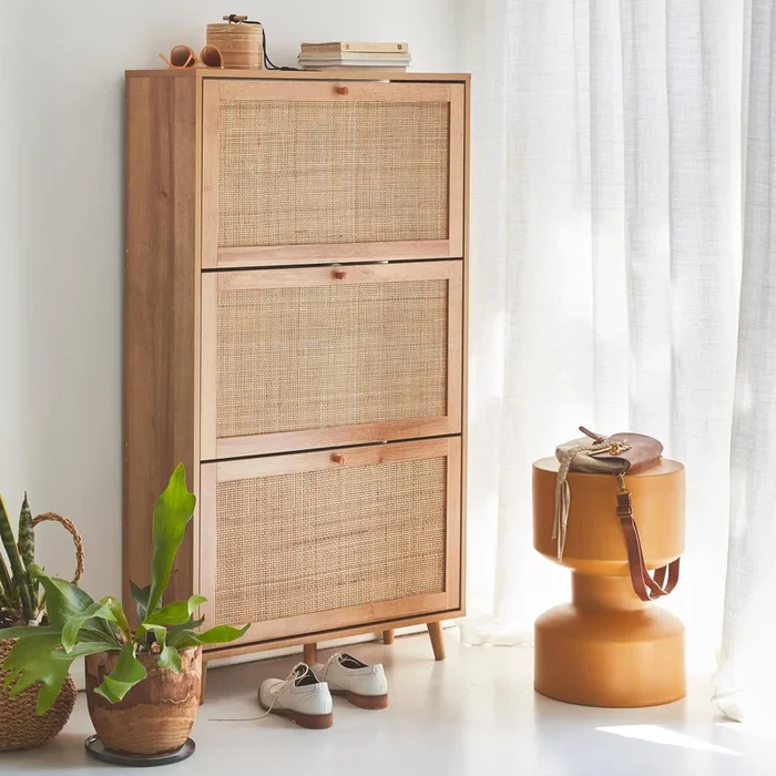 Mueble zapatero de caña