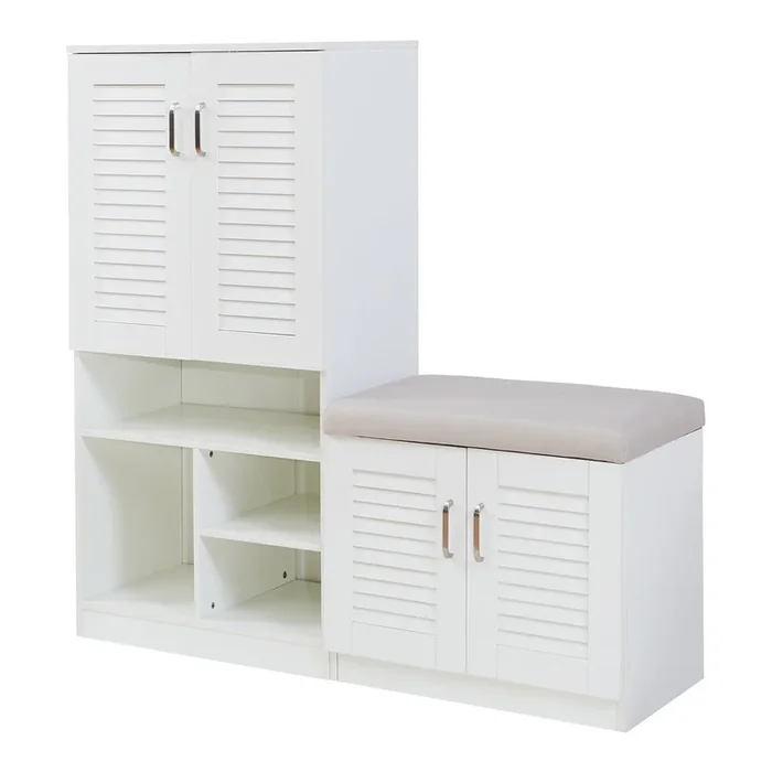 Mueble zapatero Løten 4 compartimentos para 17 pares 120x120x37 cm – Blanco [en.casa]