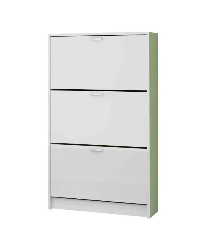Mueble Zapatero Pili con 3 trampones en blanco. 70 cm(ancho) 120 cm(altura) 25 cm(fondo)