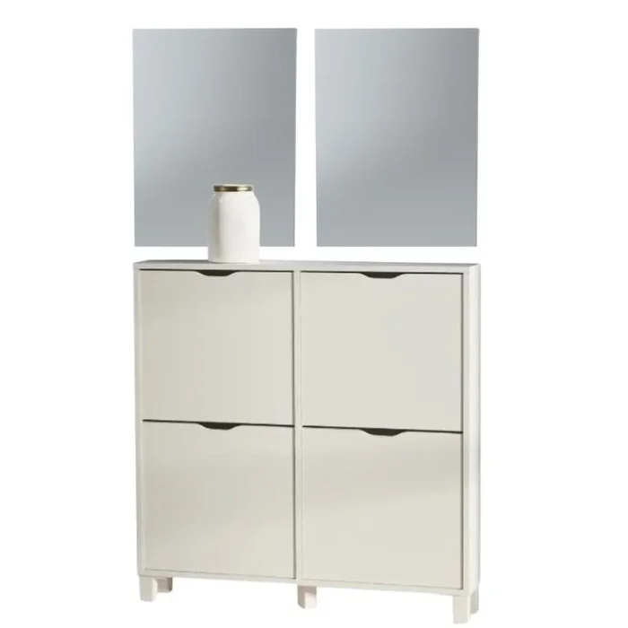 Mueble Zapatero Recibidor Mary Con 2 Espejos Suspendido 97 cm