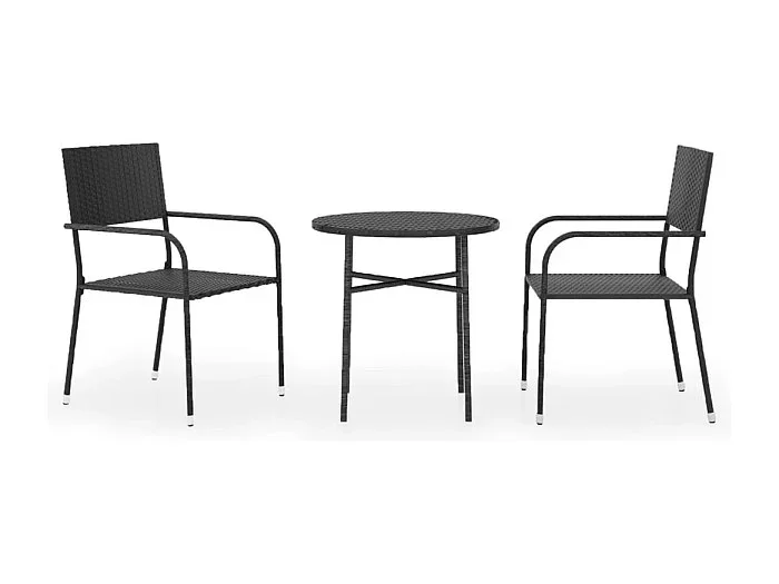 Muebles de comedor muebles de jardín 3 piezas resina tejida negra 02_0014757