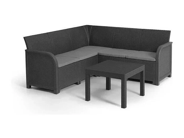 Muebles de jardín – resina tejida con apariencia de ratán – Allibert de KETER – 5 personas – SanRemo – Gris grafito