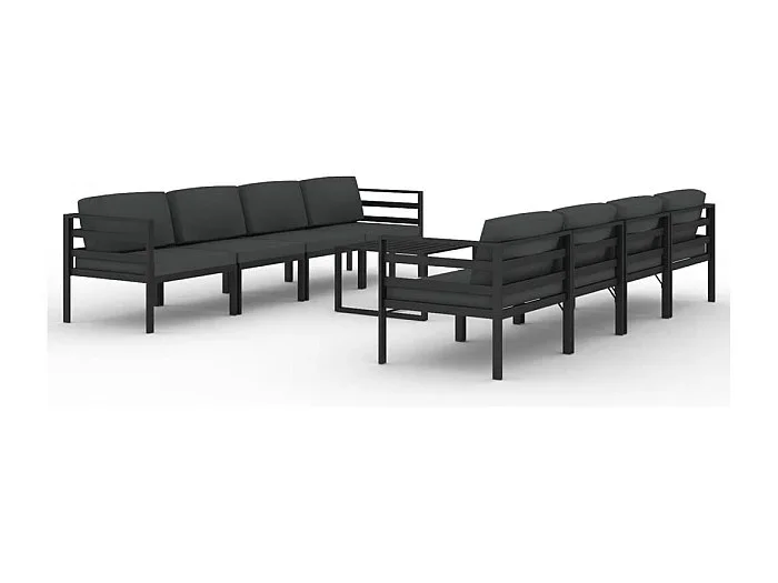 Muebles de jardín conjunto de muebles de exterior 9 piezas con cojines aluminio antracita 02_0017892
