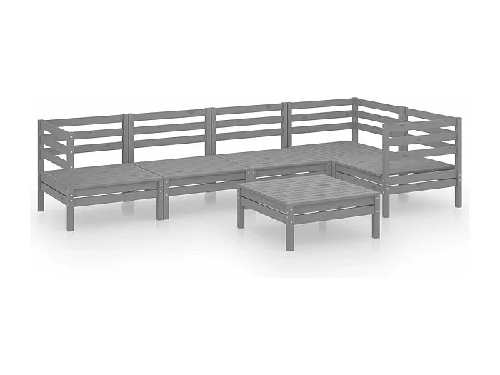 Muebles de jardín muebles de exterior juego de muebles 6 piezas madera maciza de pino gris 02_0017013