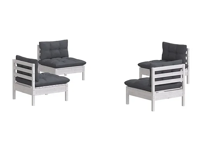 Muebles de jardín muebles de exterior juego de muebles de 4 piezas con cojines antracita madera de pino 02_0016079