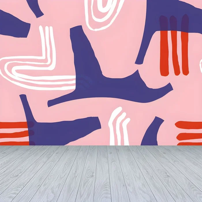 Mural Abstracto Contemporáneo Decoración de Pared Multicolor no Tejida Resistente a Manchas para Cocina – Rosa 602 x 401 cm