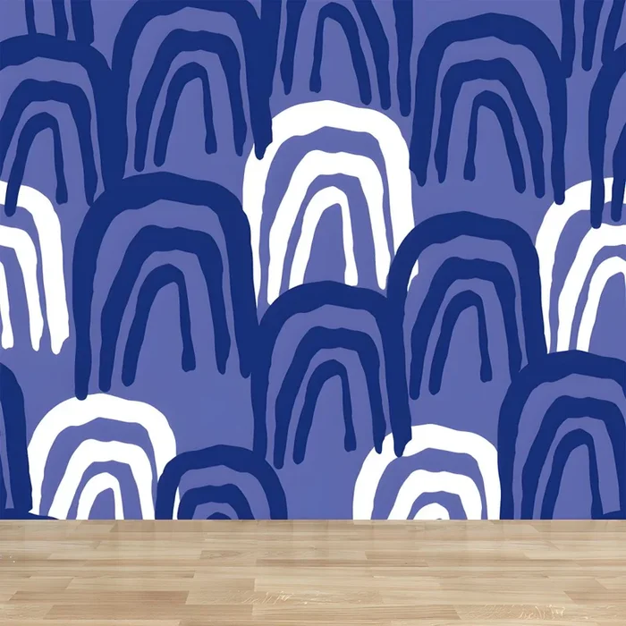 Murales Multicolores Modernos en Gran Tamaño Decoración de Pared Abstracta no Tejida para Baño – Azul 147 x 97 cm