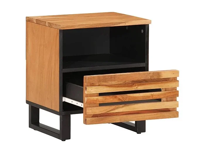 Murdin Mesita de noche de madera maciza de acacia 40x34x46 cm