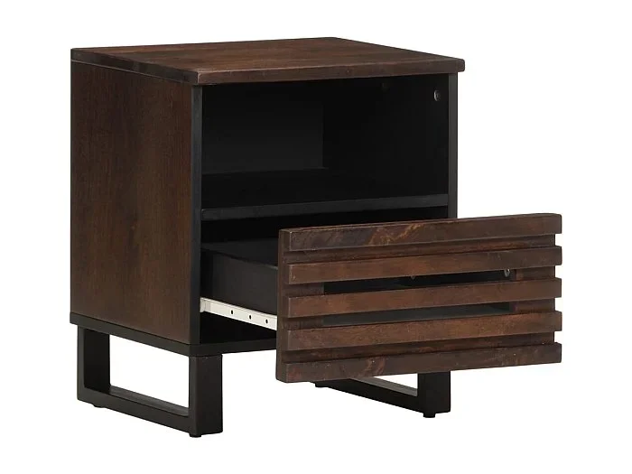 Murdin Mesita de noche de madera maciza de mango 40x34x46 cm