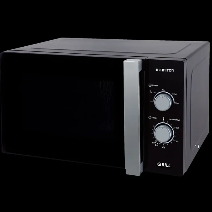 MW-B25LS Microondas 25 Litros, Negro, 900w, Grill 1000w, Apertura Con Tirador, 31,5 Cm Plato, 9 Niveles De Fuerza, Temporizador 30 Min, 40,4×48,3×28,1cm- Infiniton