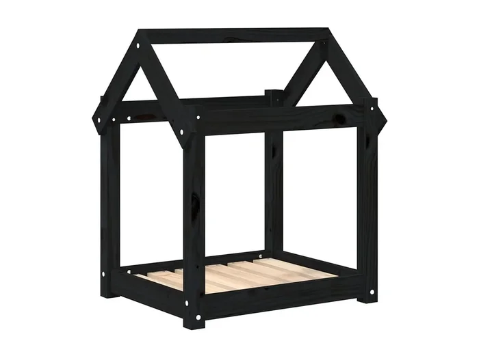 Naomi Cama para perros madera maciza de pino negro 61x50x70 cm
