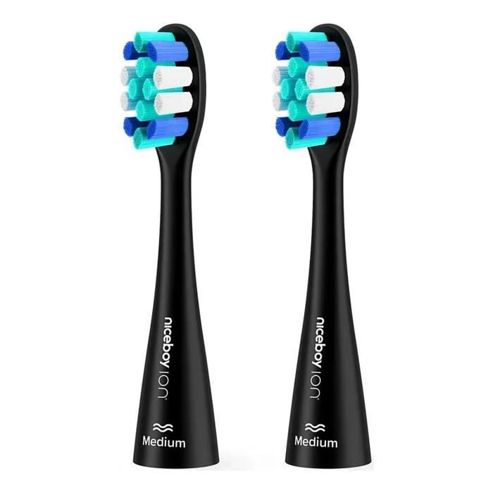 Niceboy – SET 2x Cabezal de recambio Lite Medium para cepillo de dientes ION Sonic negro