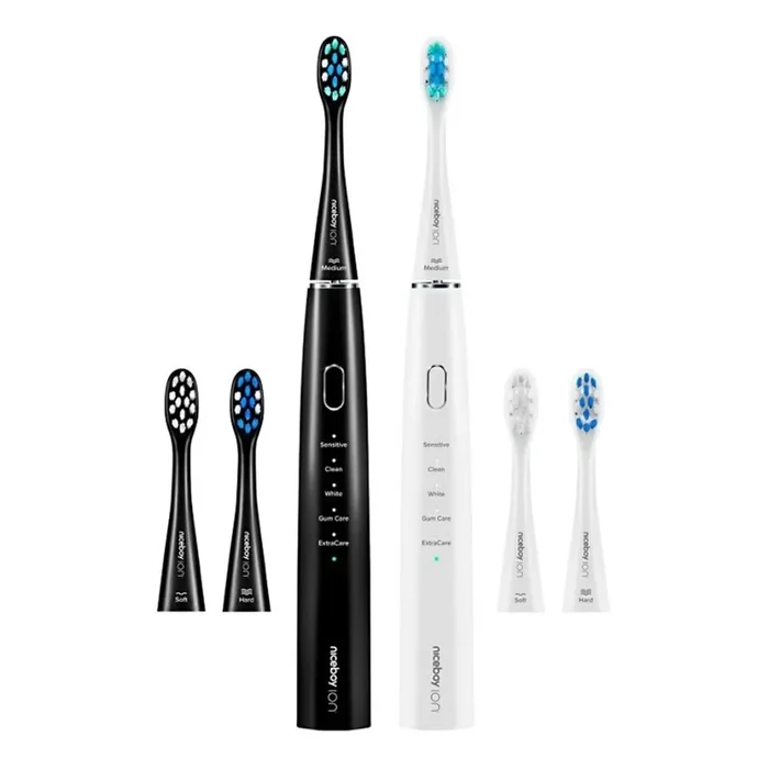 Niceboy ION Sonic Duo Pack – SET 2x Cepillo de dientes sónico IPX7 negro + blanco