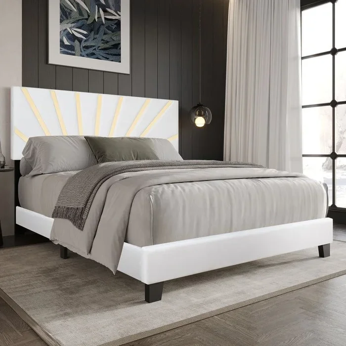 Nico White Queen Platform Bed